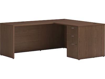 HON Mod 60W L-Shaped Single-Pedestal Desk, Sepia Walnut (HLPL6072LDESK1BBFSE1)