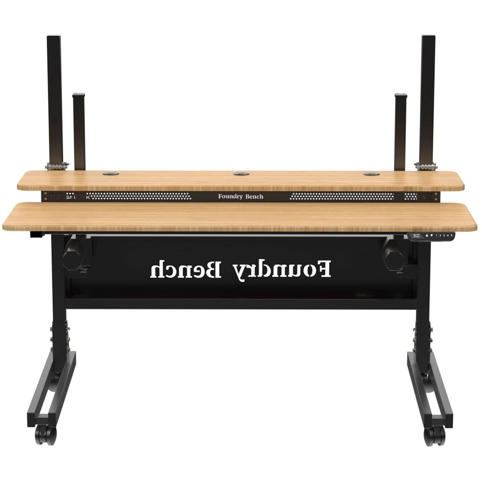 VersaDesk Foundry Bench 60W Electric Rectangular Adjustable Standing Desk, Bamboo/Black (FB6030-BNB-APP)