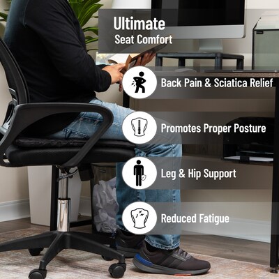 Mind Reader Ergonomic Seat Cushion with Gel Core, Black (HCMB-BLK)