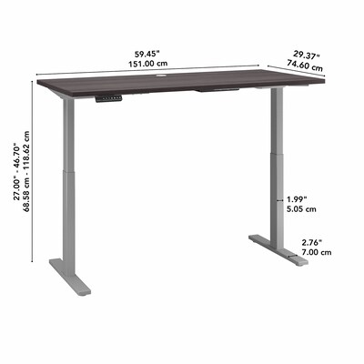 Bush Business Furniture Move 60 Series 60"W Electric Height Adjustable Standing Desk, Storm Gray (M6S6030SGSK)