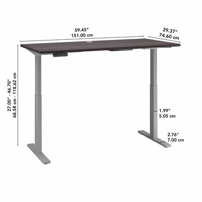 Bush Business Furniture Move 60 Series 27''-47'' Adjustable Standing Desk, Storm Gray (M6S6030SGSK)