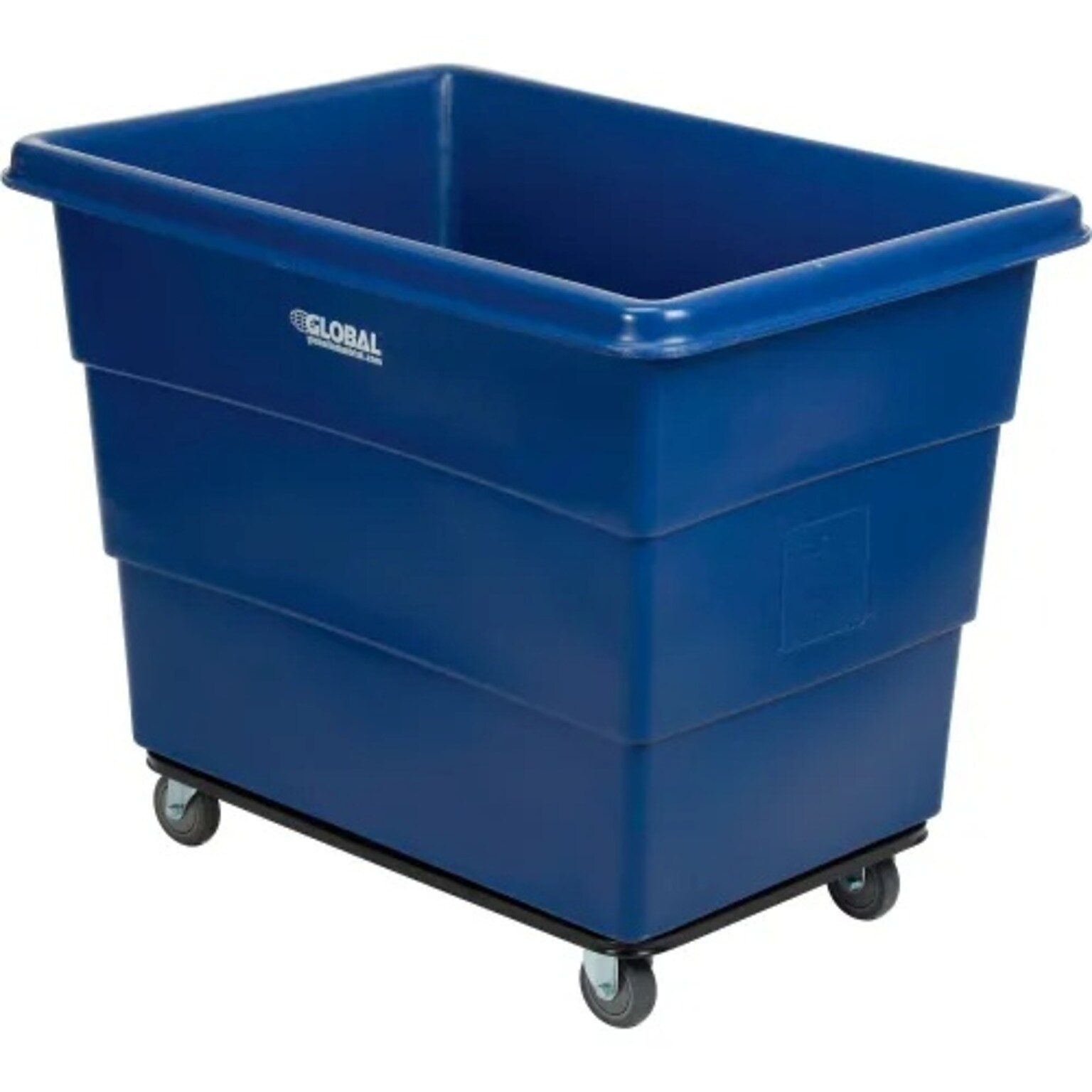 Global Industrial Plastic Bulk Box Truck, 16 Bushel, Steel Chassis Base Blue (800315)