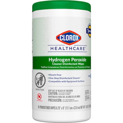 Clorox Healthcare Hydrogen Peroxide Cleaner Disinfectant Wipes, 95 Wipes/Container, 6/Carton (CXS30824CT)