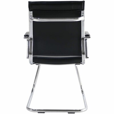 Lorell Tempo Modern Leather Guest Chair with Chrome Cantilever Base, Black (LLR63222)