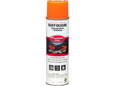 Rust-Oleum Industrial Choice Precision Line Inverted Marking Paint, Fluorescent Orange, 17 oz., 12/P