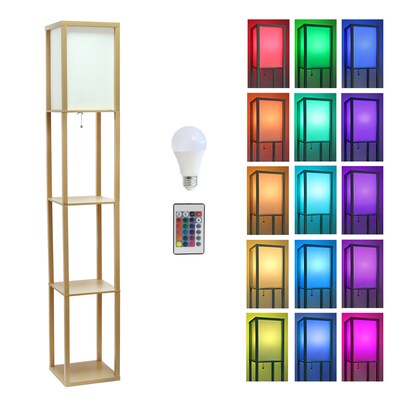 Simple Designs Etagere Organizer 62.5 Floor Lamp with Rectangular Shade, Tan (LF1014-TAN-CCLB)