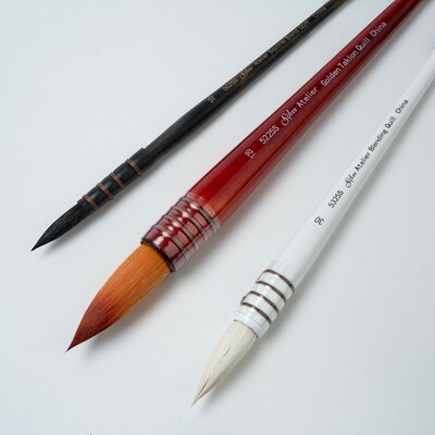 Silver Brush Squirrel Atelier Quill Brushes, 3/Pack (SLVQL5355)
