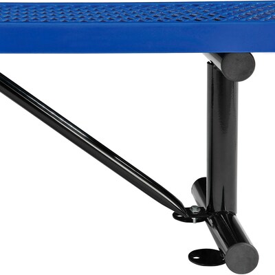 Global Industrial 8' Outdoor Steel Flat Bench, Expanded Metal, Blue (277157BL)