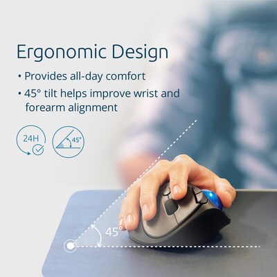 Kensington ProFit Ergo TB450 Wireless Optical Bluetooth & USB Trackball, Black/Blue (K72194WW)