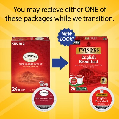 Twinings English Breakfast Black Tea, Keurig® K-Cup® Pods, 24/Box (TNA85780)
