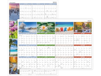 2025 AT-A-GLANCE Seasons in Bloom 36 x 24 Yearly Wall Calendar, Reversible (PA133-25)