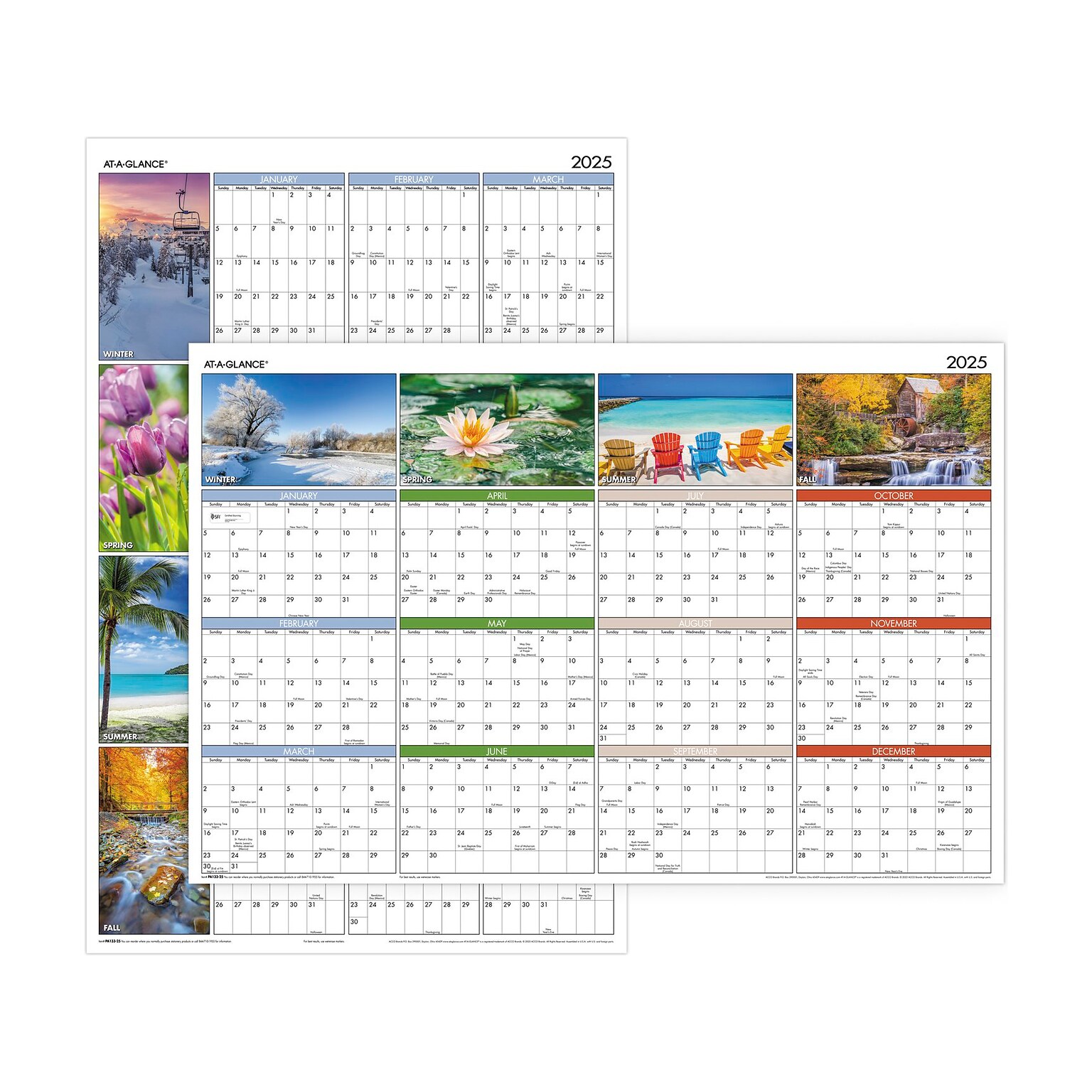 2025 AT-A-GLANCE Seasons in Bloom 36 x 24 Yearly Wall Calendar, Reversible (PA133-25)