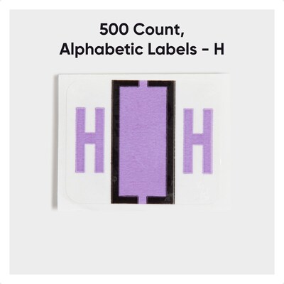 Smead BCCR Color Coded Alphabetic Labels, H, Lavender, 500/Roll (67078)
