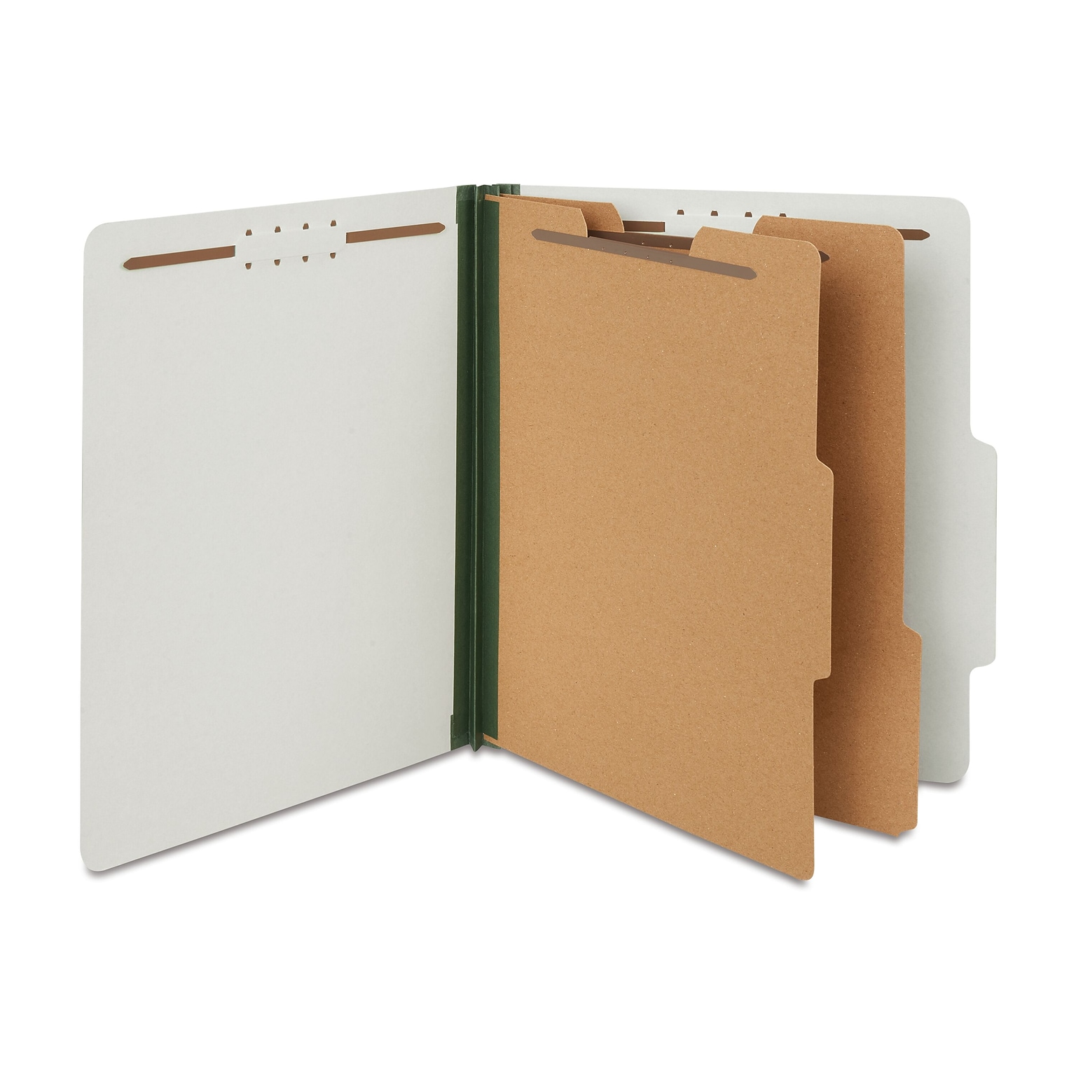 Quill Brand® Recycled Pressboard Classification Folders, 2-Partitions, 6-Fasteners, Letter, Gray, 15/Box (761902)