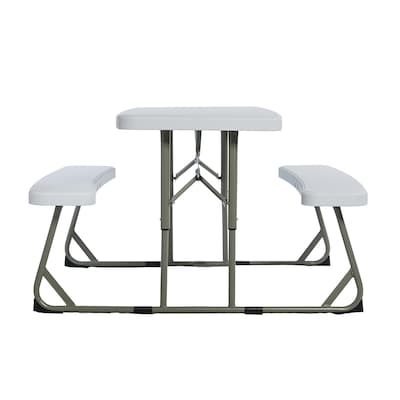 Flash Furniture Paige Rectangular Folding Kids Picnic Table and Benches, 32.625" x  37.5", White (RBEBB2432FD2WH)