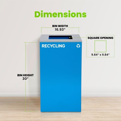 Alpine Industries Steel Recycling Bin, 29 Gallon, Blue (ALP4450-KIT-BLU-S-RE)