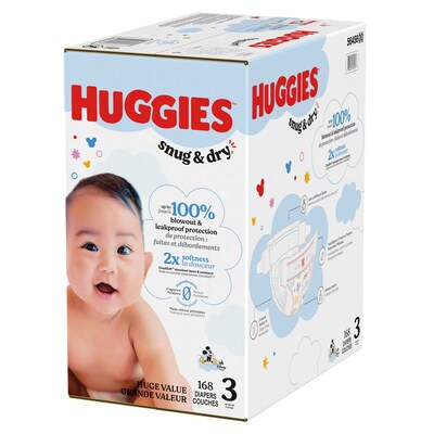 Huggies Snug & Dry Baby Diapers, Size 3, 168/Carton (51520/56456)