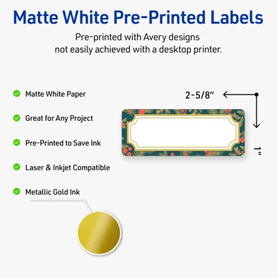 Avery Rectangle Multipurpose Labels, 1 x 2-5/8, White, 160/Pack (19479370492)