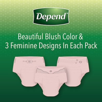 Depend Fit-Flex Adult Incontinence Underwear for Women, Disposable, Medium, Blush, 76 Count (54197)
