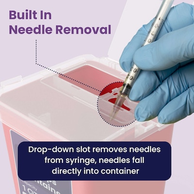 ProHeal Small Sharps Containers for Home Use, 1 Quart Needle Disposal Portable for Biohazard Medical Waste, 3/Pack (PH-16383H)