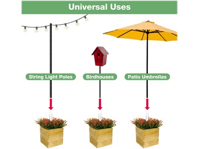 Excello Global Products Extra-Large Planter with Pole Support, Natural Wood (EGP-HD-0478-OS)