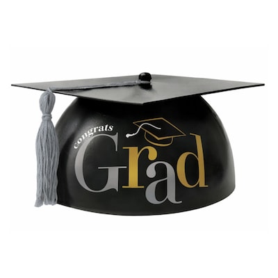 Party City Congrats Grad Cake Topper, Black/Silver/Gold (AM100122)