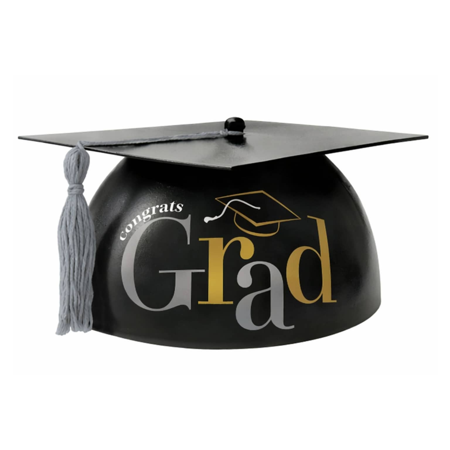 Party City Congrats Grad Cake Topper, Black/Silver/Gold (AM100122)