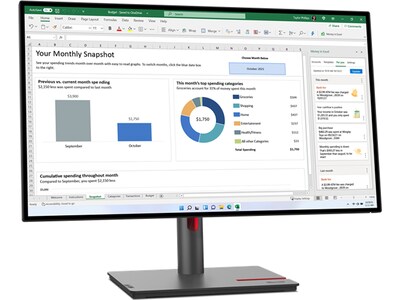 Lenovo ThinkVision P27h-30 27 60 Hz LCD Monitor, Raven Black (63A1GAR1US)