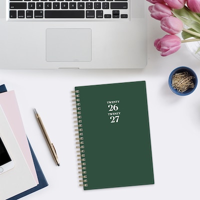 2026-2027 Blue Sky Deep Forest 5" x 8" Academic Year Weekly & Monthly Planner, Plastic Cover, Green (161656)