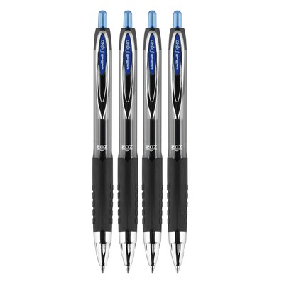 uni-ball 207 Signo RT Retractable Gel Pens, Medium Point, Blue Ink, 4 Pack (45532)