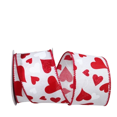 JAM Paper Hearts Glitter Tails Ribbon, Red/White (52640340695)