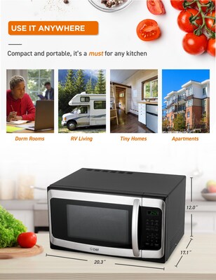 Commercial Chef 1.1 Cu. Ft. Countertop Microwave, Black with Stainless Steel (CHM11MS)