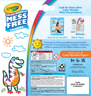 Crayola Color Wonder Washable Water-Based Markers, Assorted Colors, 20/Pack (75-2857)