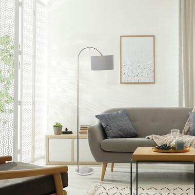 Creekwood Home Vista 66" Brushed Nickel Floor Lamp with Drum Shade, Gray (CWF-3006-GY)