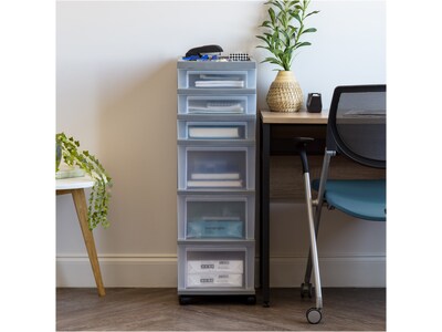 Iris 6-Drawer Storage Cart, Gray/Translucent White (585087)