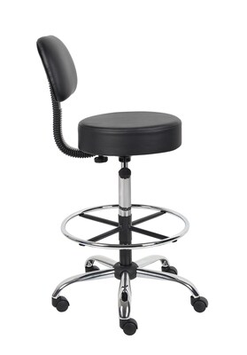 Boss® CareSoft Medical/Drafting Stool with Back Cushion; Black