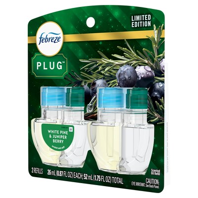 Febreze Plug Air Freshener Scented Oil Refill, White Pine & Berry, 0.87 oz., 2/Pack (03424)