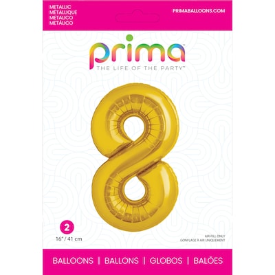 Party City (Air-Filled) 16 #8 Foil Balloon, Gold, 2/Pack (AM60050210-19)