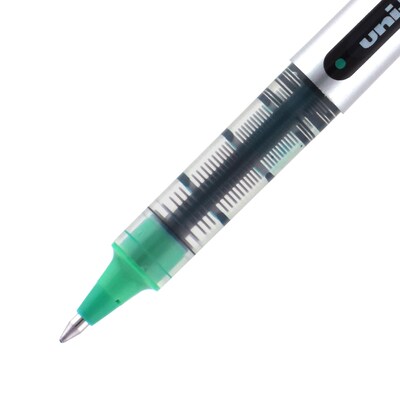 uni-ball Vision Roller Ball Pen, Fine Point, 0.7mm, Green Ink, 12/Pack (60386)