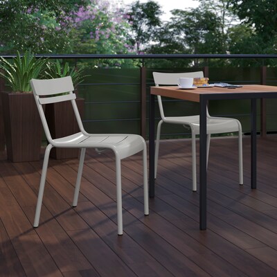 Flash Furniture Nash Modern Metal Side Dining Chair, Silver, 2/Pack (2XUCH10318SL)