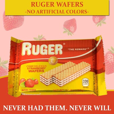 Ruger Strawberry Wafers, 2.125 oz., 12 Packs/Box (RUG00311)
