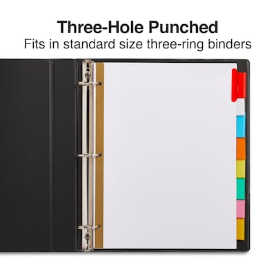 Staples Big Tab Insertable Paper Dividers, 8-Tab, Multicolor, Customizable Binder Dividers for Office & School