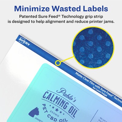 Avery Laser/Inkjet Rectangle Multipurpose Labels, 3" x 5", Clear, 30/Pack (94213)
