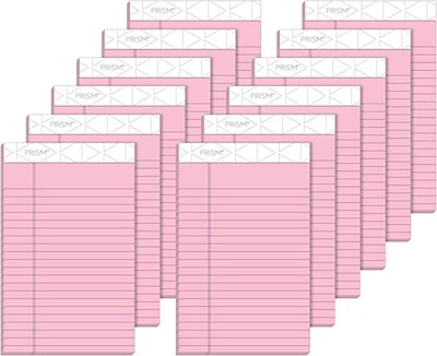 TOPS Prism+ Legal Notepads, 5 x 8, Narrow Ruled, Pink, 50 Sheets/Pad, 12 Pads/Pack (63050)