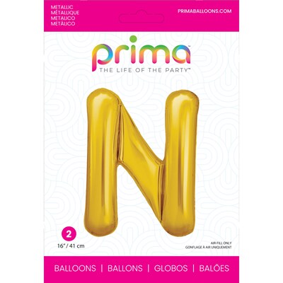 Party City (Air-Filled) 16 N Foil Balloon, Gold, 2/Pack (AM60050227-19)