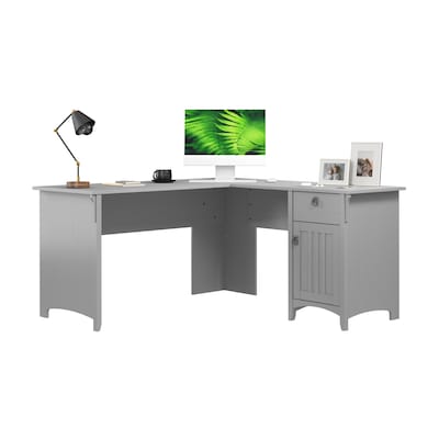 Bush Furniture Salinas 60"W L Shaped Desk with Storage, Cape Cod Gray (SAD160CG-03)