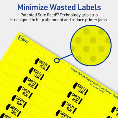Avery Laser/Inkjet Barbell Multipurpose Labels, 0.5" x 2.5", Neon Yellow, 900/Pack (94749)
