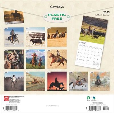 2025 BrownTrout Cowboys 12 x 12 Monthly Wall Calendar (9781975476885)