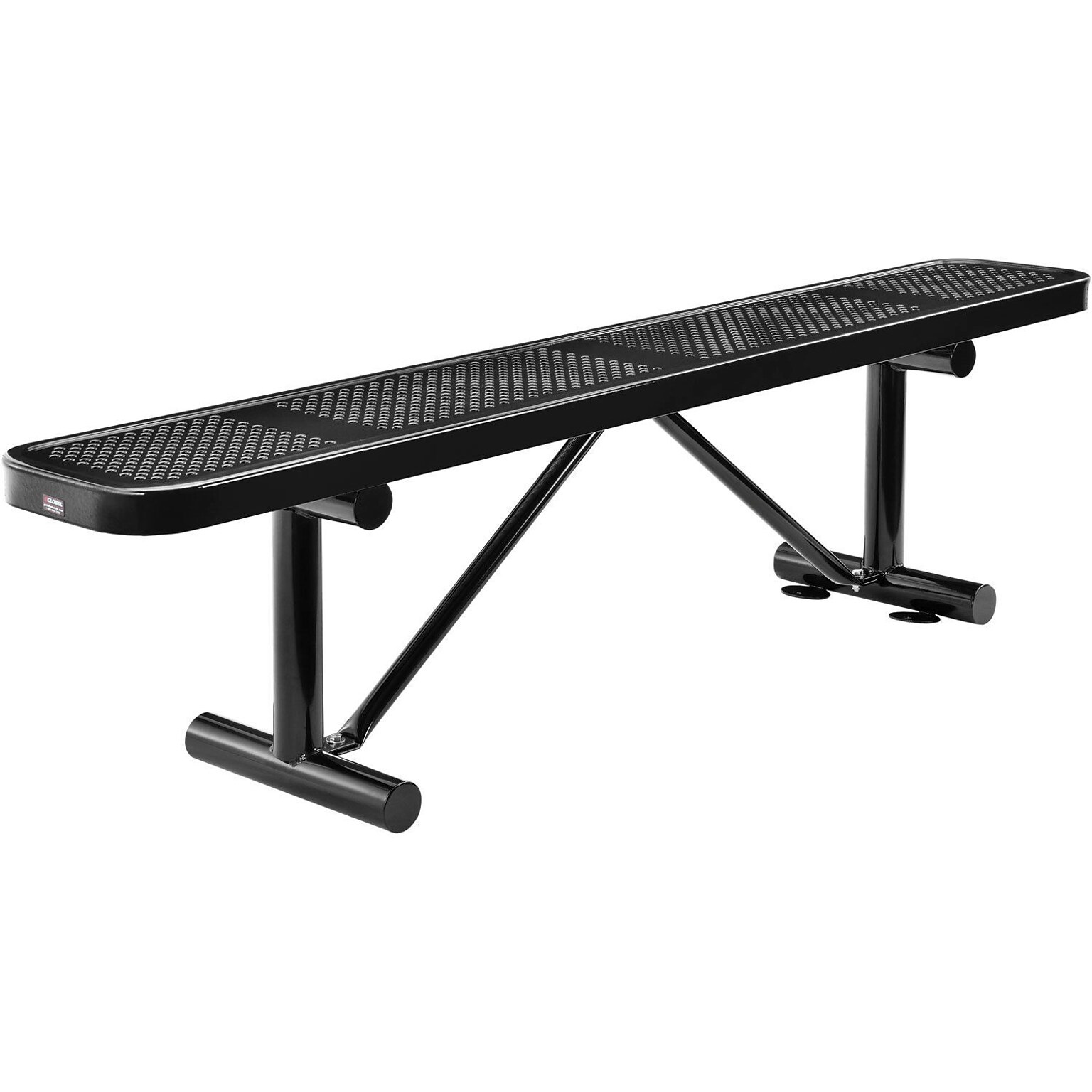 Global Industrial 6 Outdoor Steel Flat Bench, Perforated Metal, Black (262075BK)