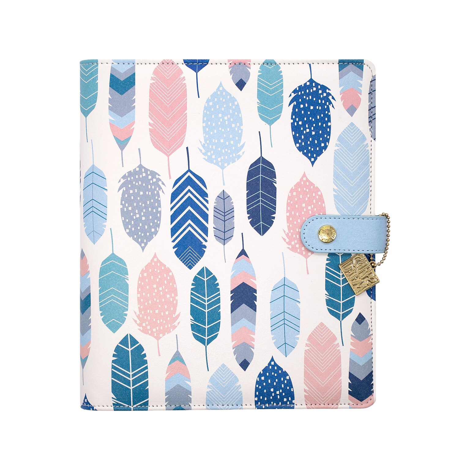 Carpe Diem Feathers 8 x 9.4 Weekly & Monthly Planner, Faux Leather Cover, Multicolor (9209-CD)
